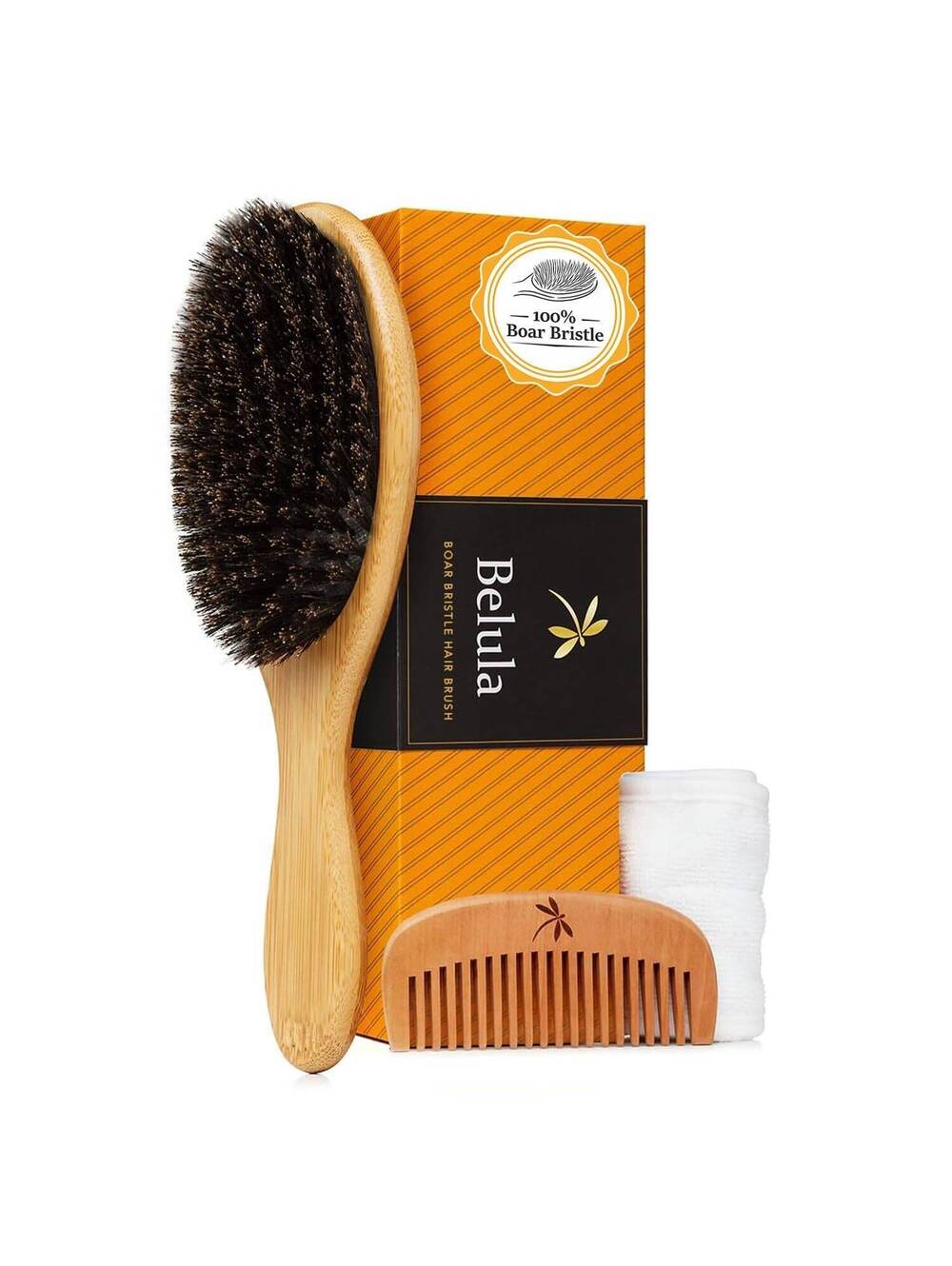Belula Boar Bristle Hair Brush Set - Medium, for Thin & Fine Hair